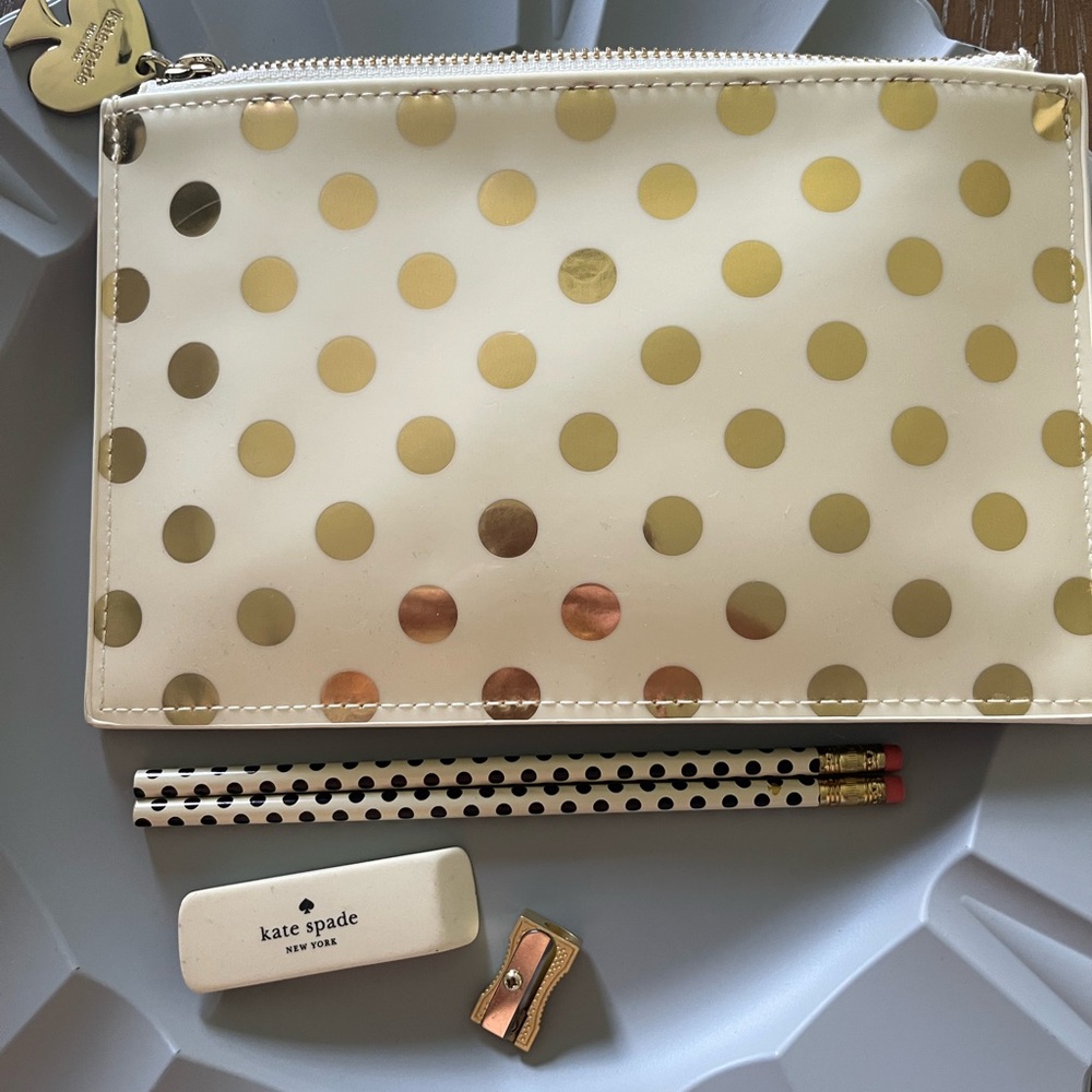 Kate Spade Gold and Black Polka Dot Stationery Set